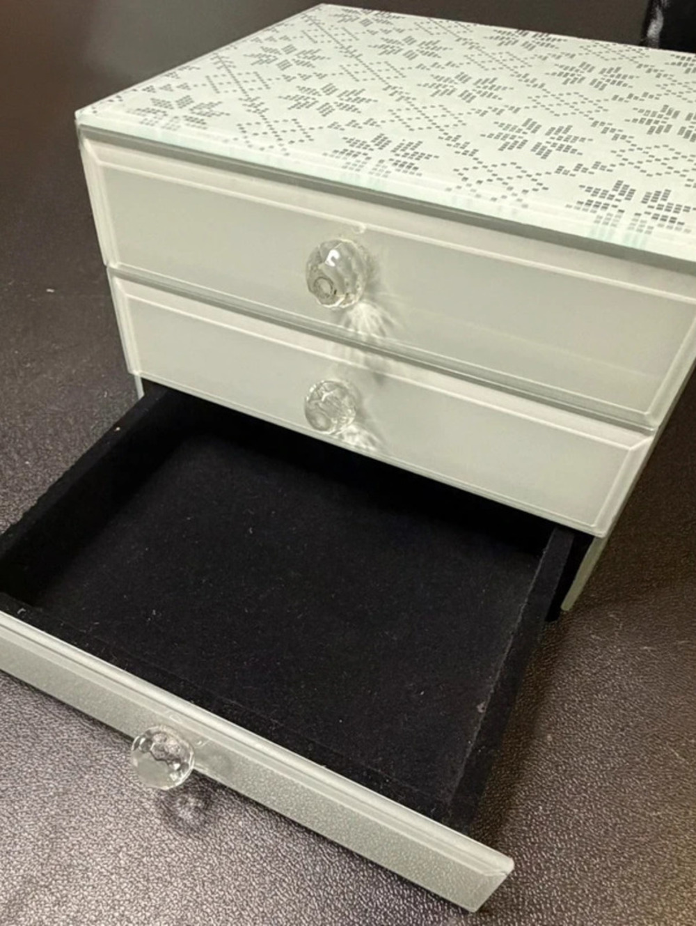 Max Studio Home 3-Drawer Mirrored Jewelry Box - Snowflake Pattern - Picture 2 of 6